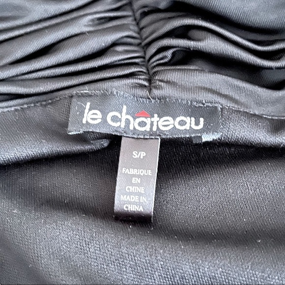 le chateau, sexy open back dress top, rouched fabric detail, open back. - Picture 5 of 5